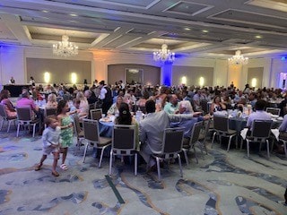 Guests enjoying electronic bingo at a Casino Party USA event