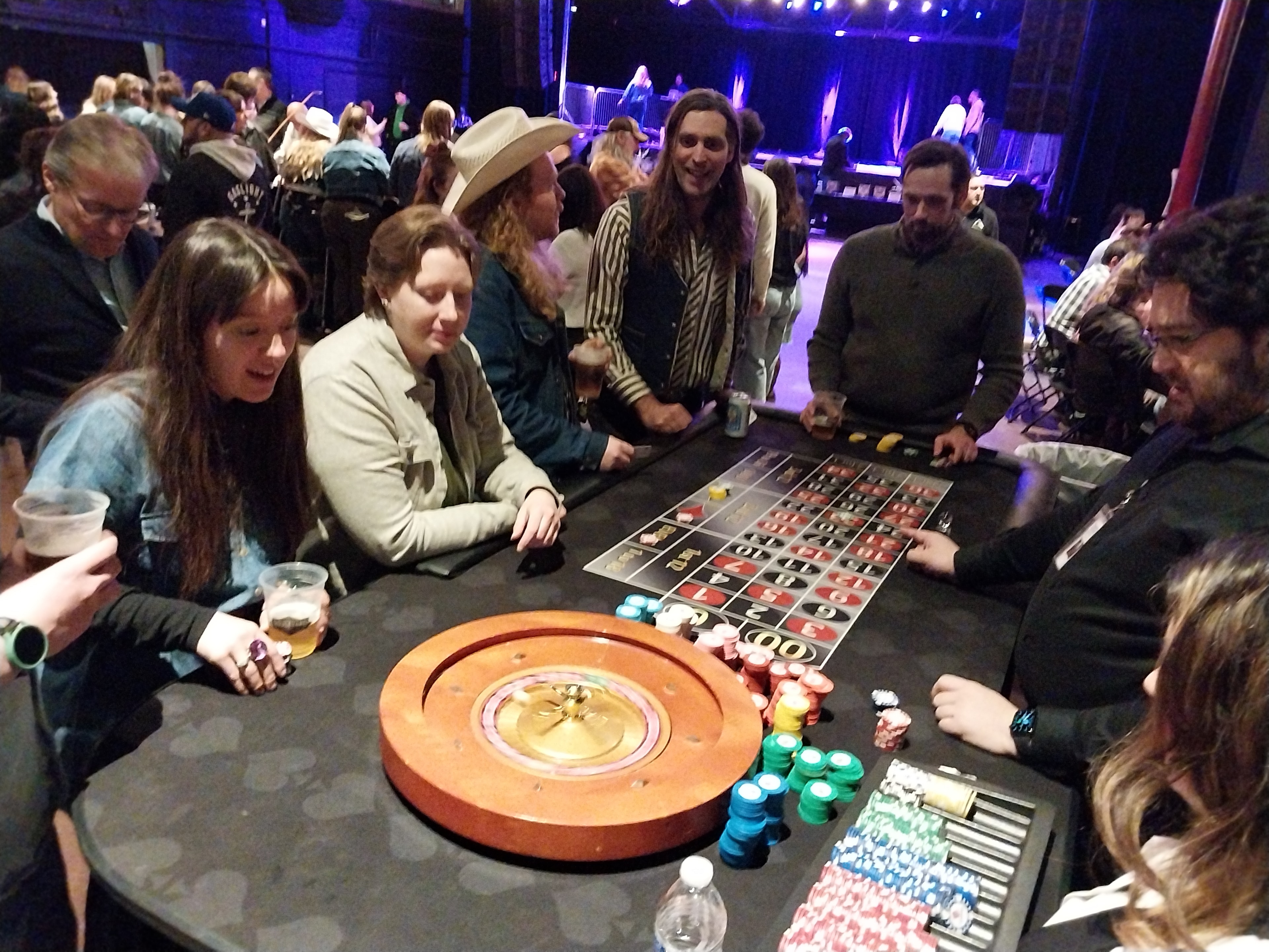 Guests playing roulette at a Casino Party USA event in Kansas City