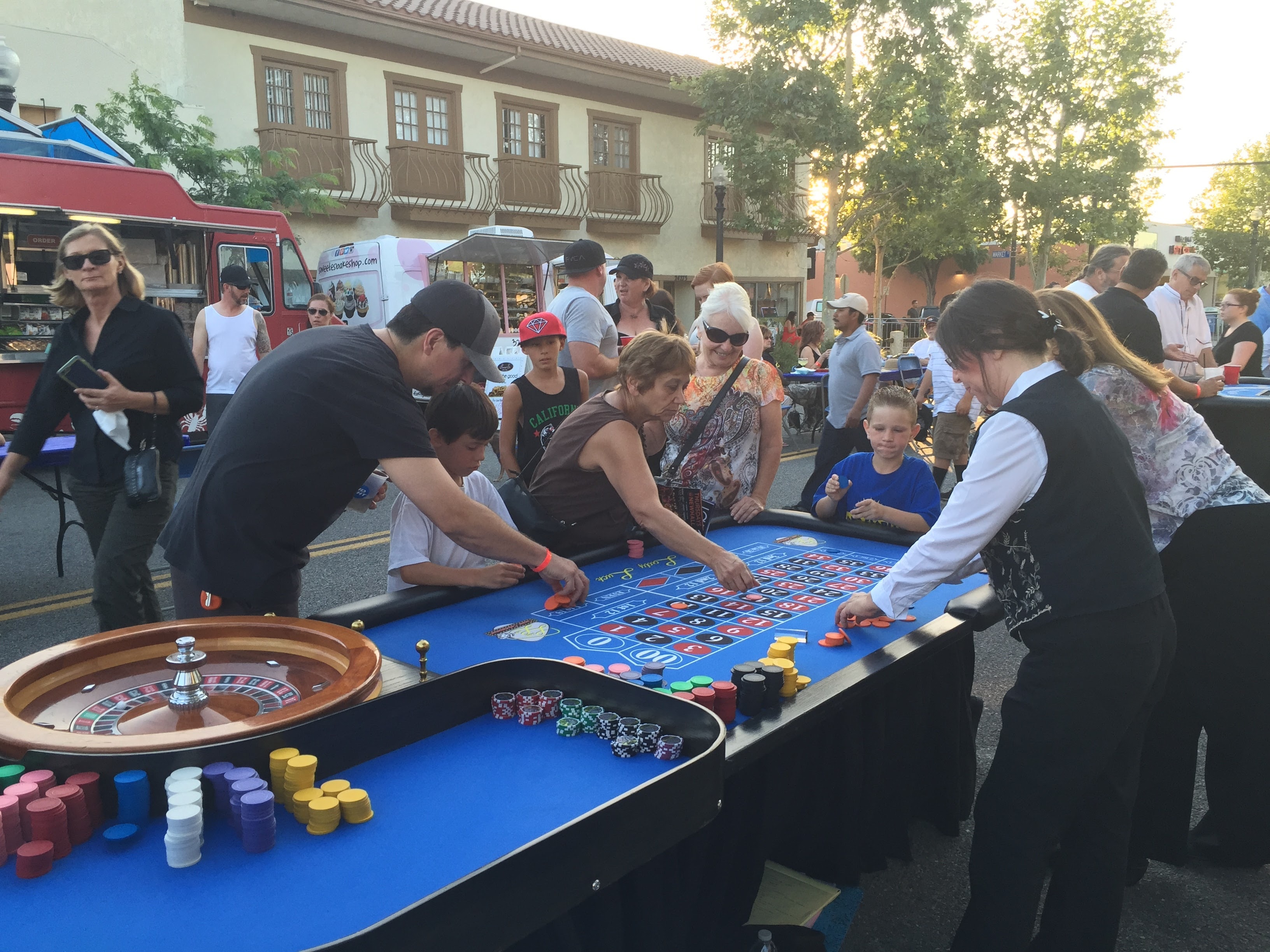 Outdoor roulette table at a Santa Clarita Senses casino party event
